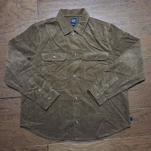 Vintage Gap Mens Shirt L Brown Corduroy Button Up Shacket Overshirt Cotton